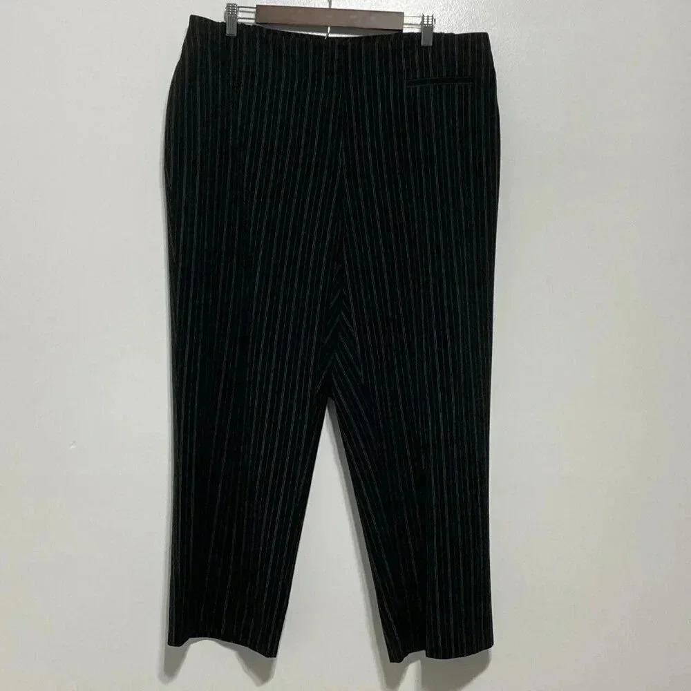 J.H. Collectibles Womanβ Eva Pinstripe Dress Pants Black White 16W JKLU5440